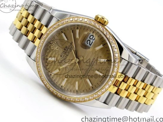 0223 Minimalist DateJust 36 SS 126283rbr VSF 1:1 Best Edition 904L Steel YG Textured Dial on Jubilee Bracelet VS 1378